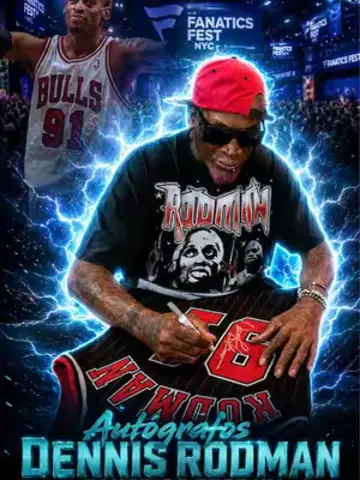 Estuvimos nuevamente en sesión de autógrafos con la leyenda y celebridad Dennis Rodman, en en Fanatics Fest de NY! 🗽🏀 Nos autografió una v
